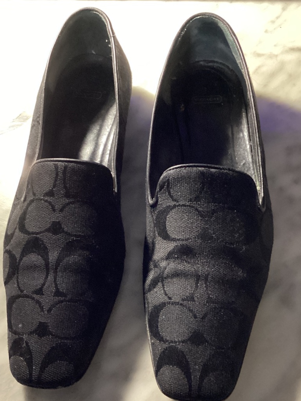 Coach Black Monogram Slip-On Loafers for Women